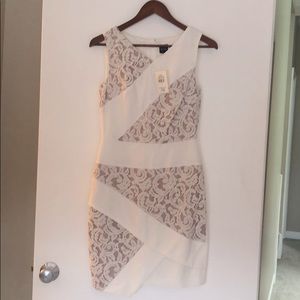 NEW white mini dress with lace, Size 2 or 4